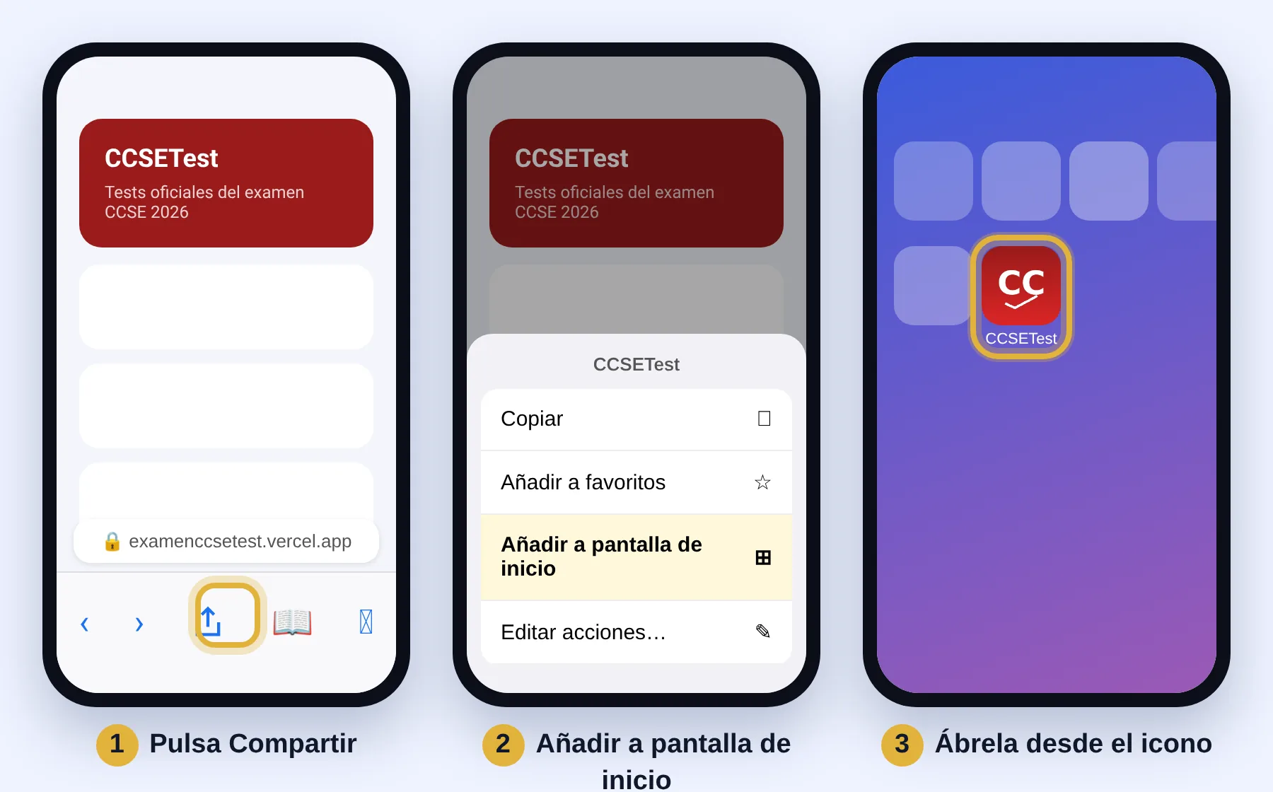 Safari, botón Compartir, Añadir a pantalla de inicio