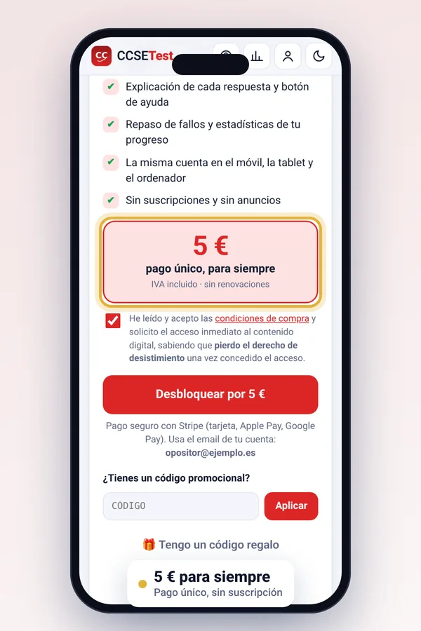 Pantalla de desbloqueo por 5 euros